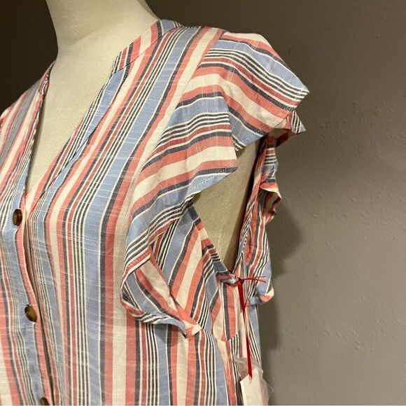 Elle button down striped straight fit mini dress size medium - Picture 6 of 12